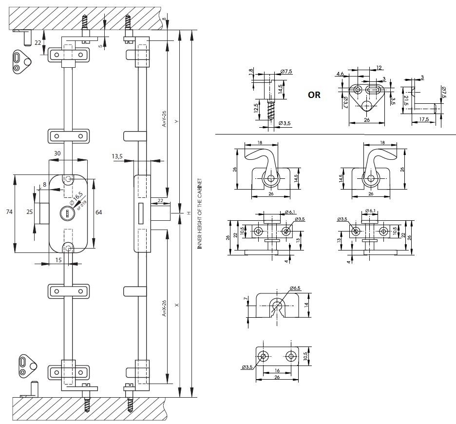 SISO 922  ø16,5x22mm 3 cestný  