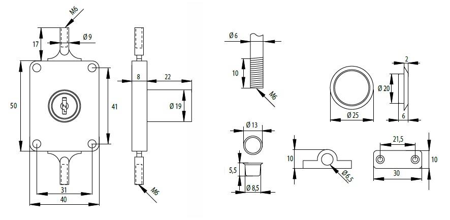 SISO 7080  ø19x22mm, dvojcestný,