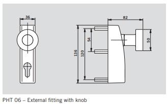Dorma PHT 06 Guľa k panikovému kovaniu PHA 2000