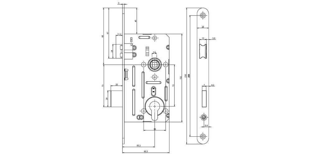 FAB zadlabávací zámok 190/140/20 Ľ VL