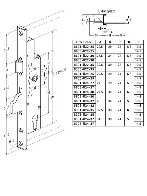 Sobinco zadlabávací zámok 92/30/24