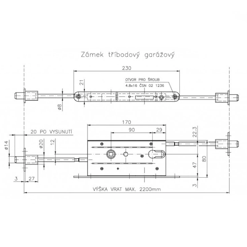 Rostex 3 body garážový zámok