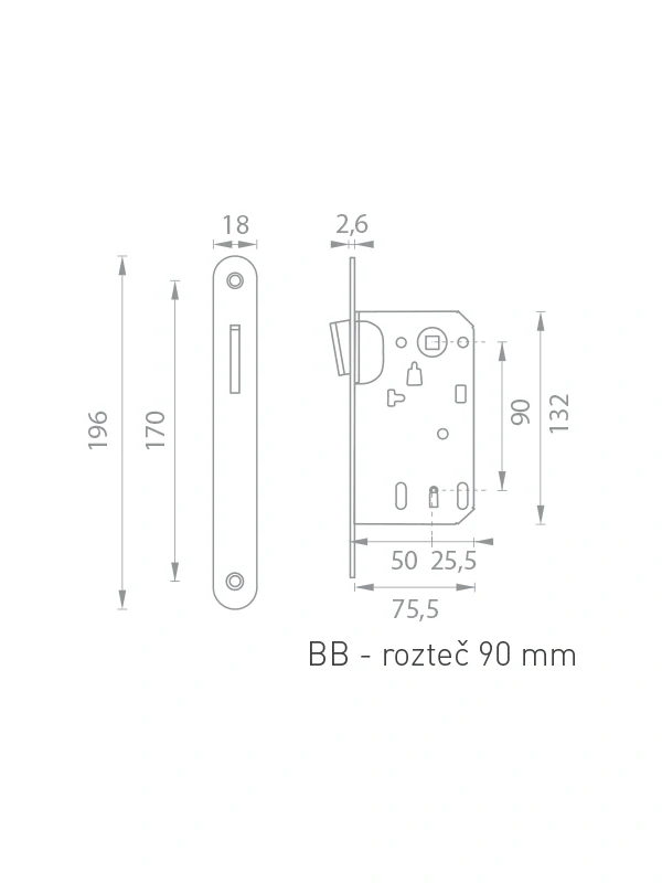 Magnetický zámok 90/50 Kľúč nikel matný 
