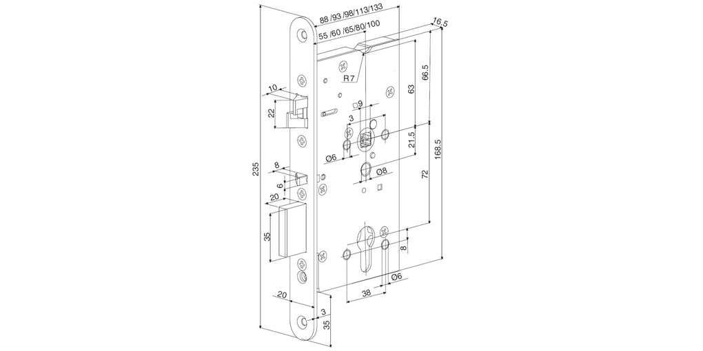 ABLOY zadlabávací zámok EL160/100