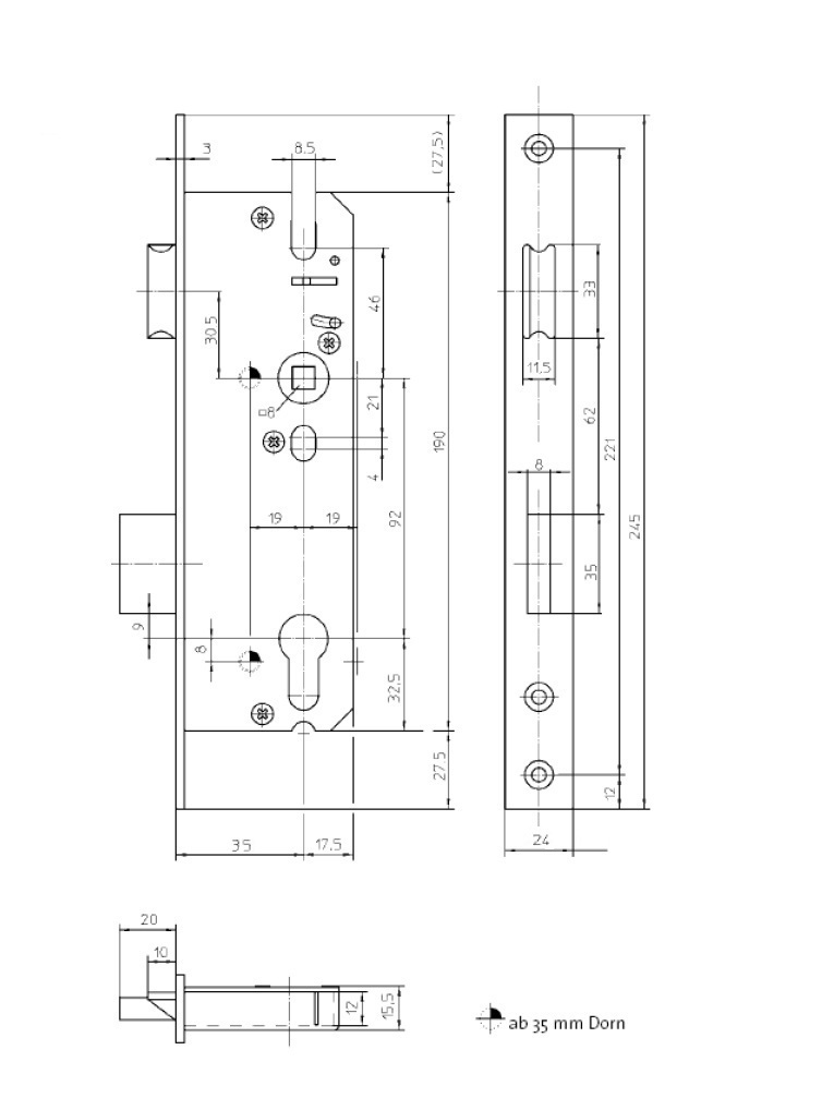 KFV zadlabávací zámok 3469512 92/35/16