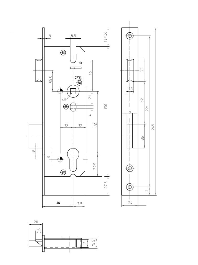 KFV zadlabávací zámok 3469516  92/40/16