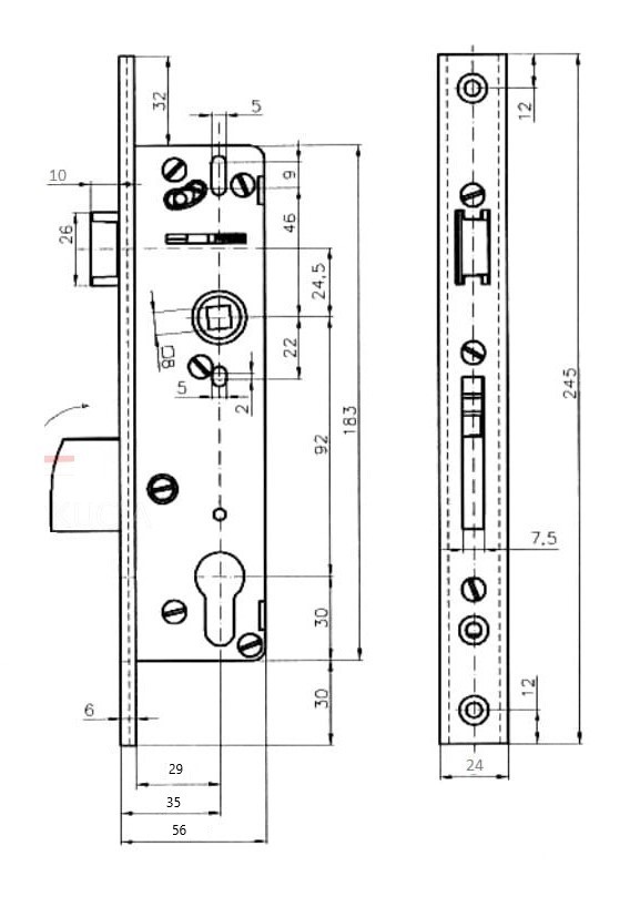 Metalplast zadlabávací zámok 92/35/24 U