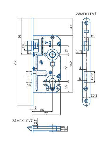 Hobes zadlabávací zámok K221 18 L
