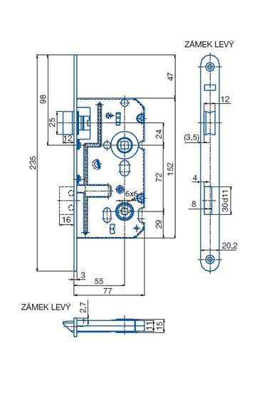 Hobes zadlabávací zámok K222 18 P 