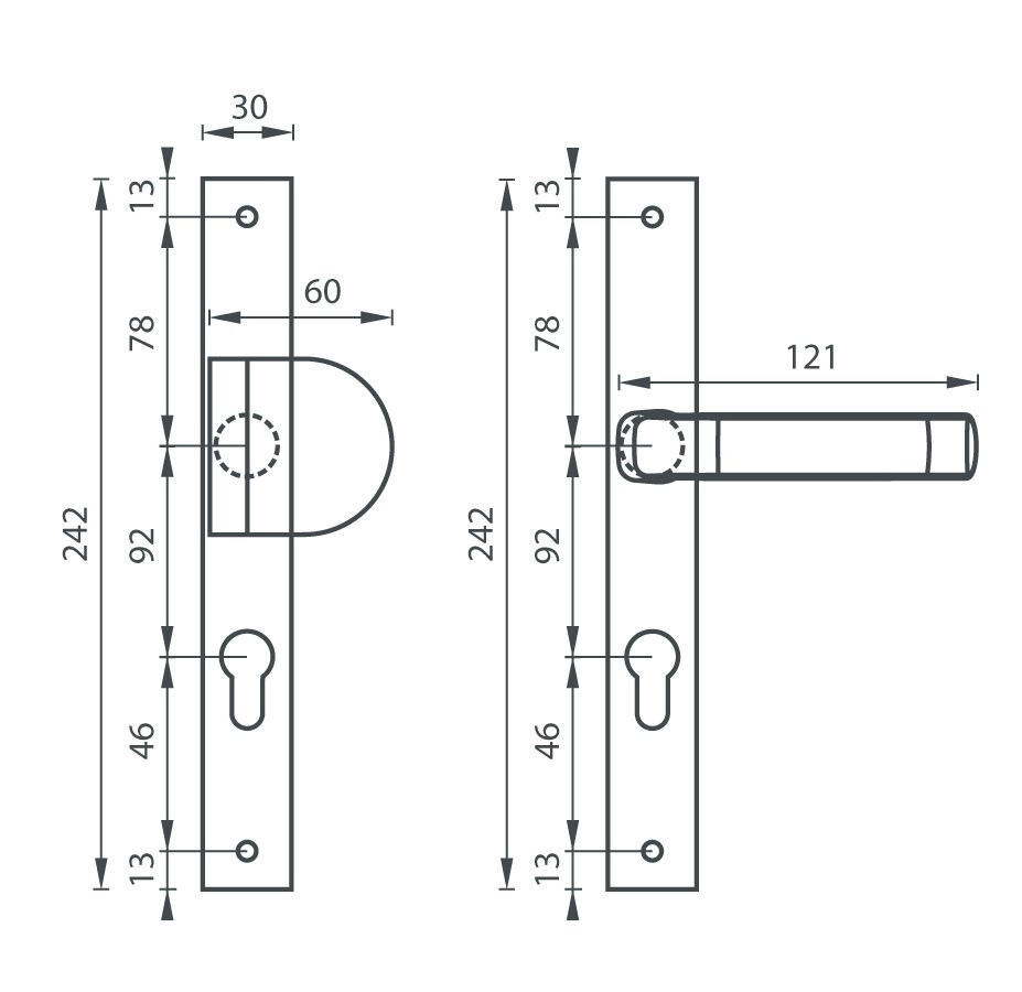 AXA SLIM M+K F4 92 zúžene bezpečnostné kovanie