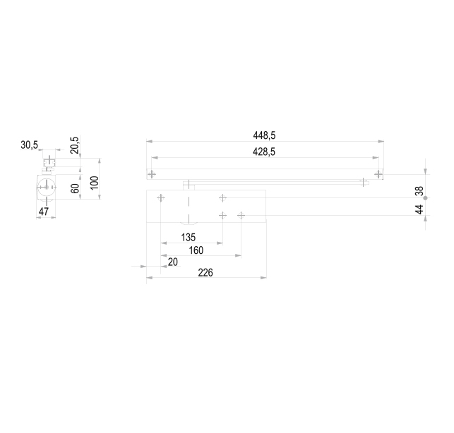 GEZE TS 3000 s klznou lištou 