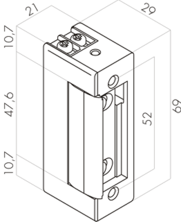 Elektrický zámok 32 symetrický s posúv.jazýčkom a automatickým odblokovaním, 5-12 V AC/DC 32B10